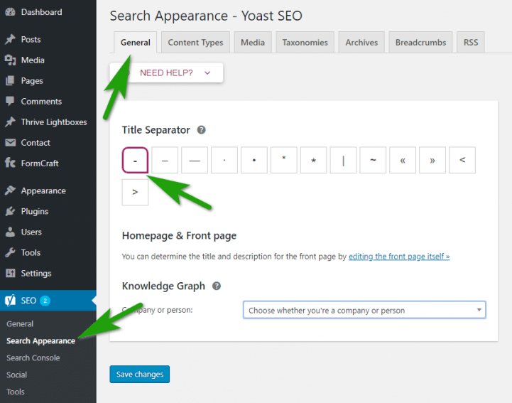 Cài đặt Search Appearance