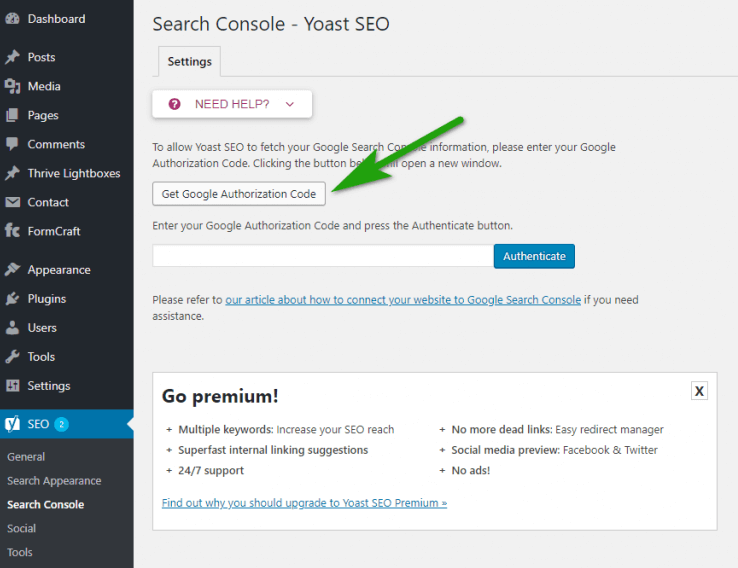 Cài đặt Search Console
