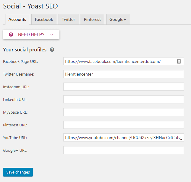 Cài đặt Social