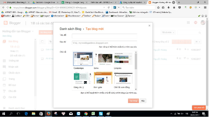 Cách tạo blogspot.
