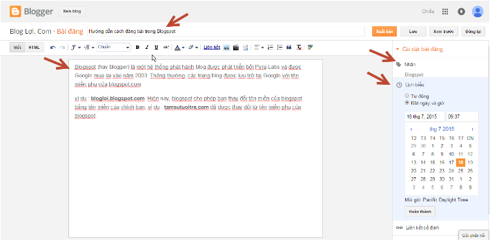 Cách đăng bài trên blogspot